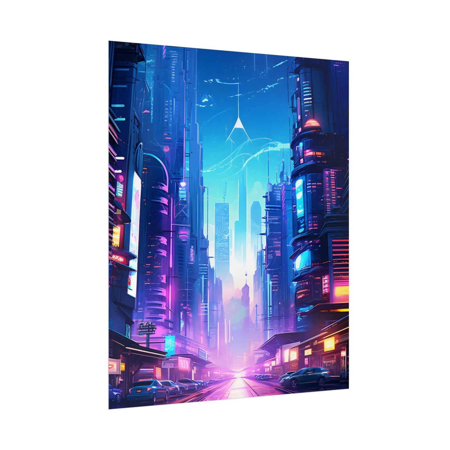 Futuristic Cityscape: Cyberpunk Dystopia Digital Artwork - Poster