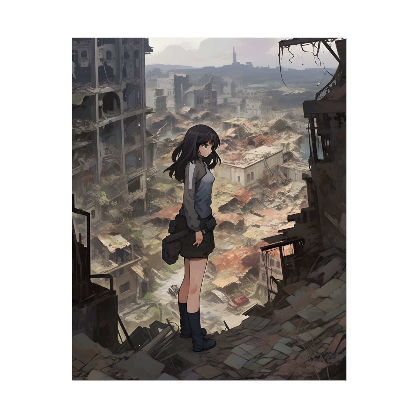 Dramatic Anime Scene: Detailed Bird's Eye View - Poster