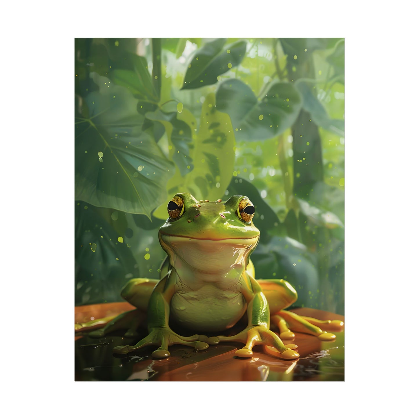 Whimsical Frog Oasis: A Peaceful Lily Pad Scene - Poster