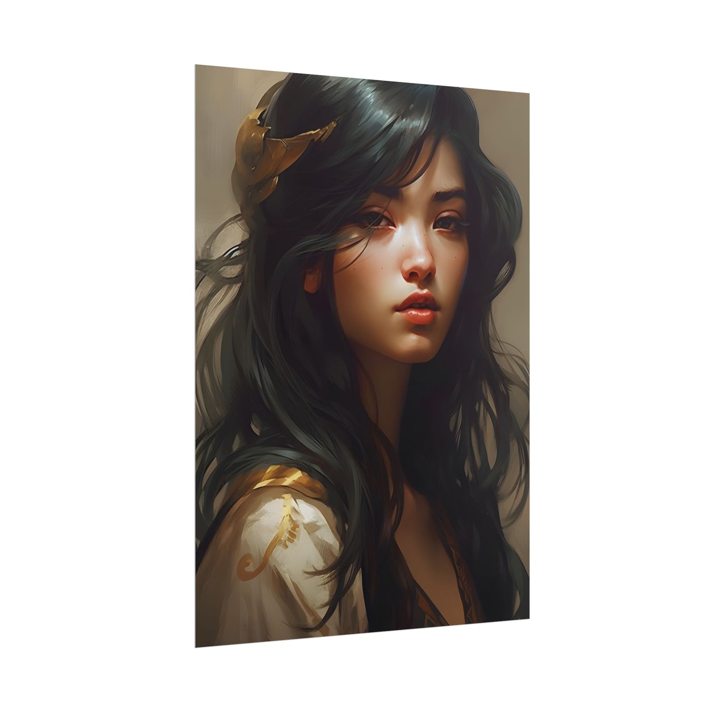 Astonishing Black Haired Portrait: Digital Artwork - Poster