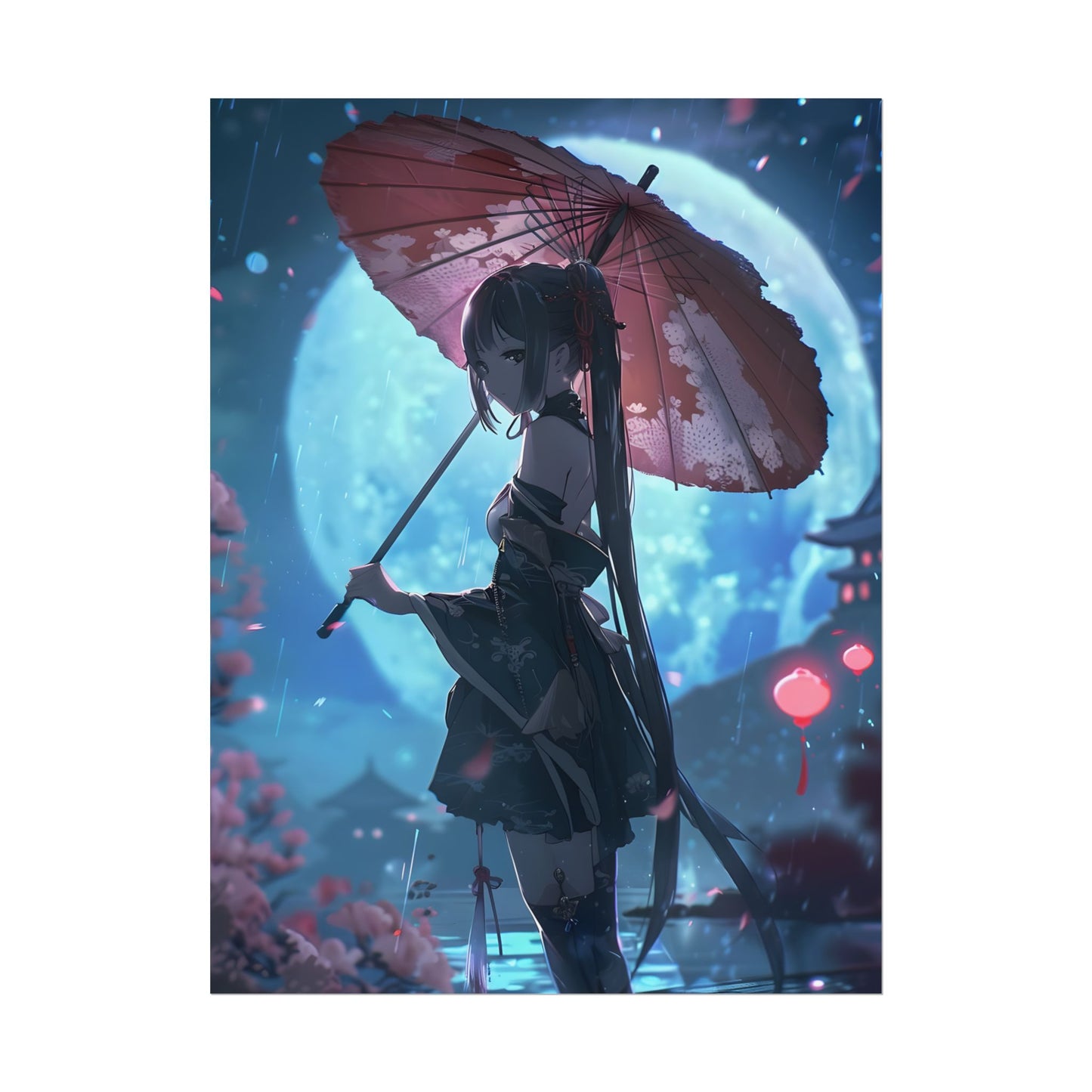 Anime Winter Girl: Gentle Snow Scene Art - Poster