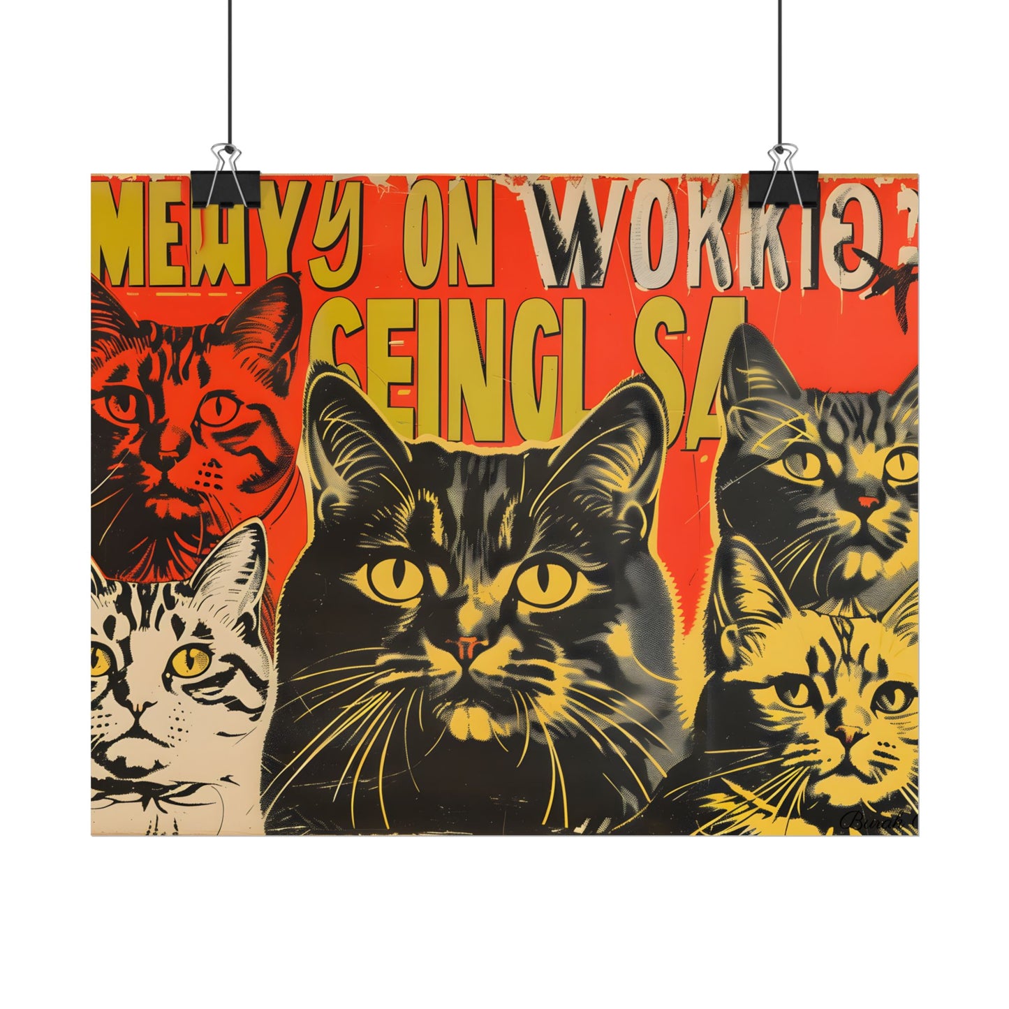 Whisked Away: A Soviet-Inspired Poster Featuring Multiple Feline Friends - Poster