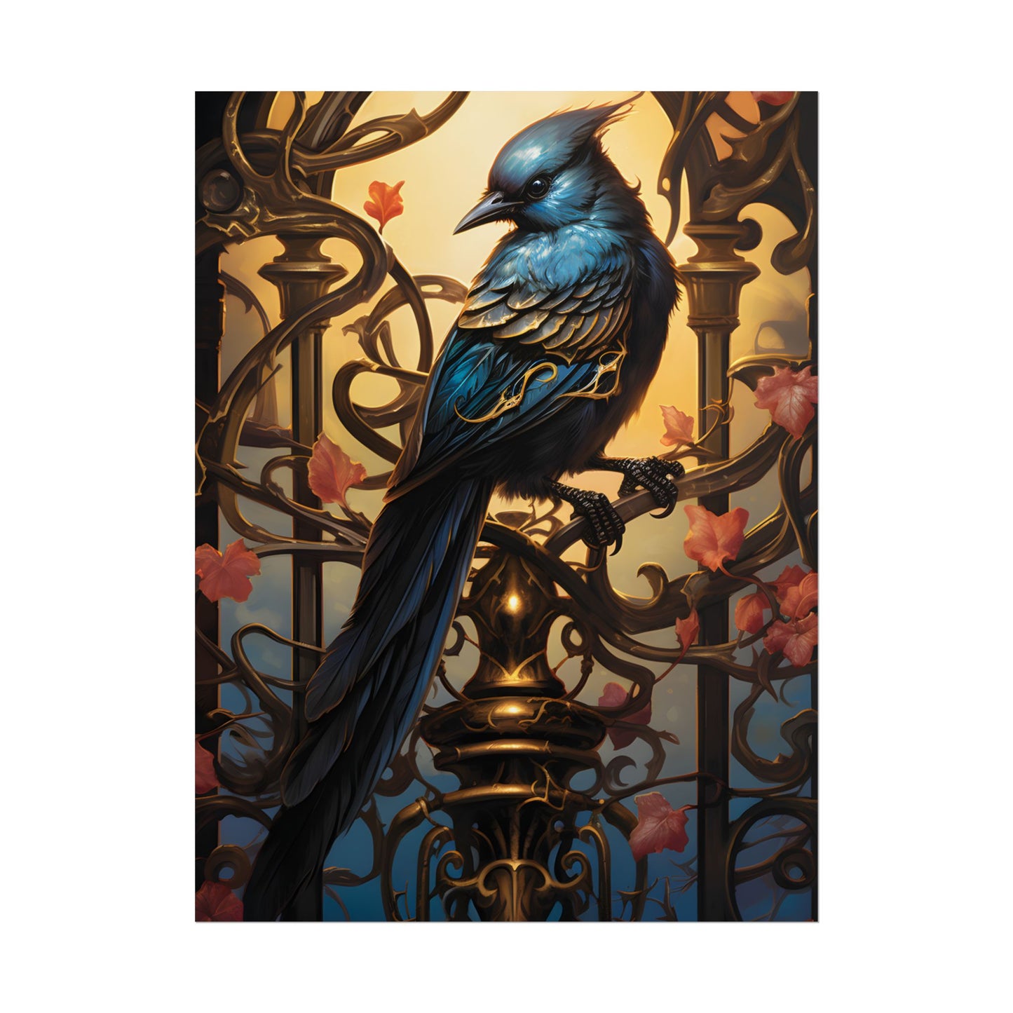 Songbird Guardian: Intense Portrait Digital Art - Poster