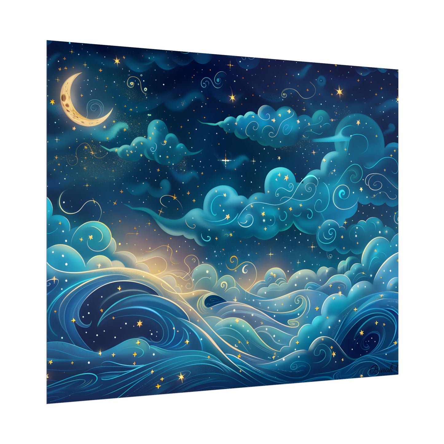Twinkling Stellar Night Sky: Whimsical Dreamy Artwork - Poster