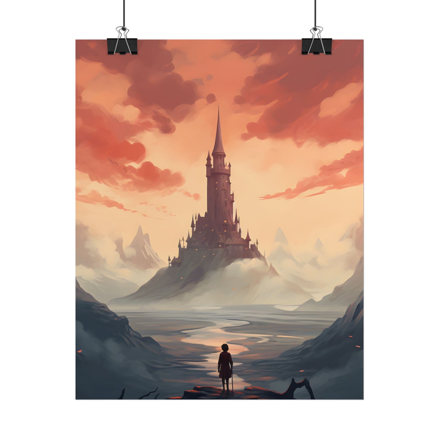 Winter Wonderland: Vibrant Snow-covered Scene with Cozy Red House - Poster