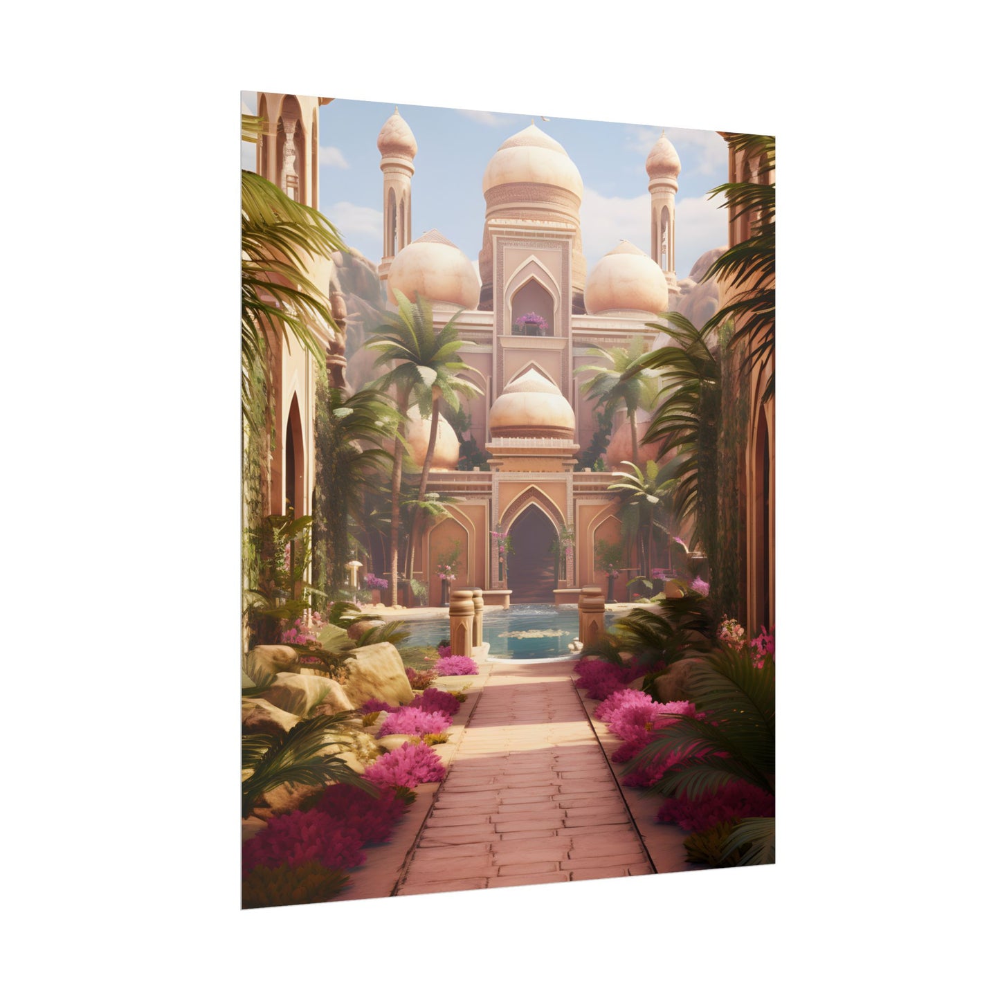 Hidden Arabian Desert Paradise: Serene Oasis Art - Poster