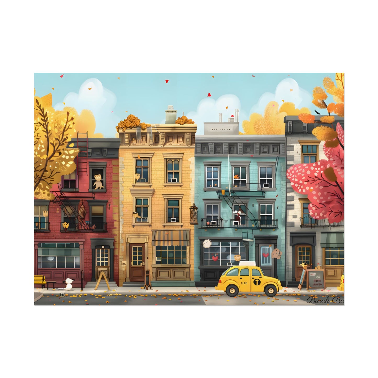 Whimsical Wonder: Playful Yellow Building Illustration - Poster