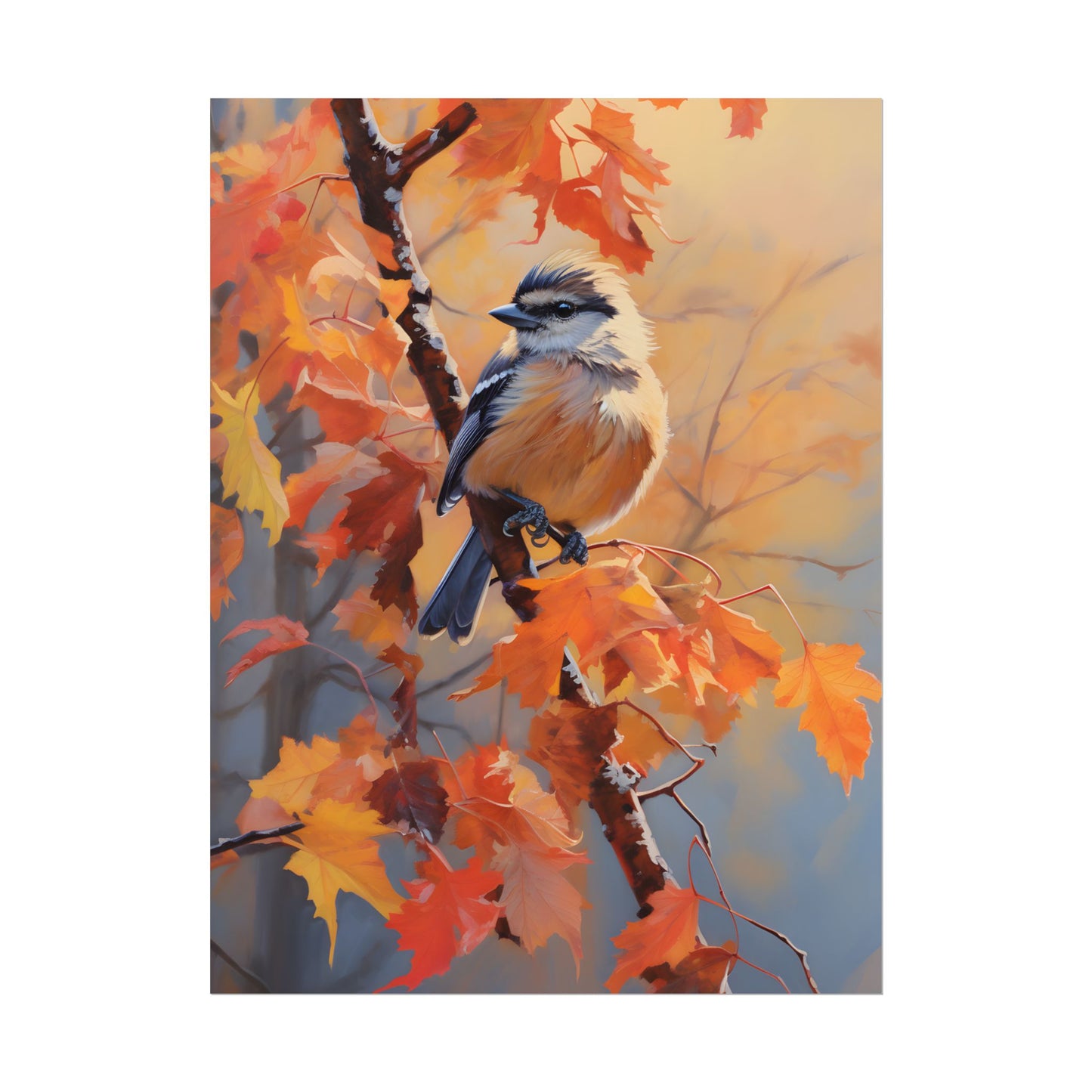 Vibrant Oak Branch: Oil Painting in Nature - Poster