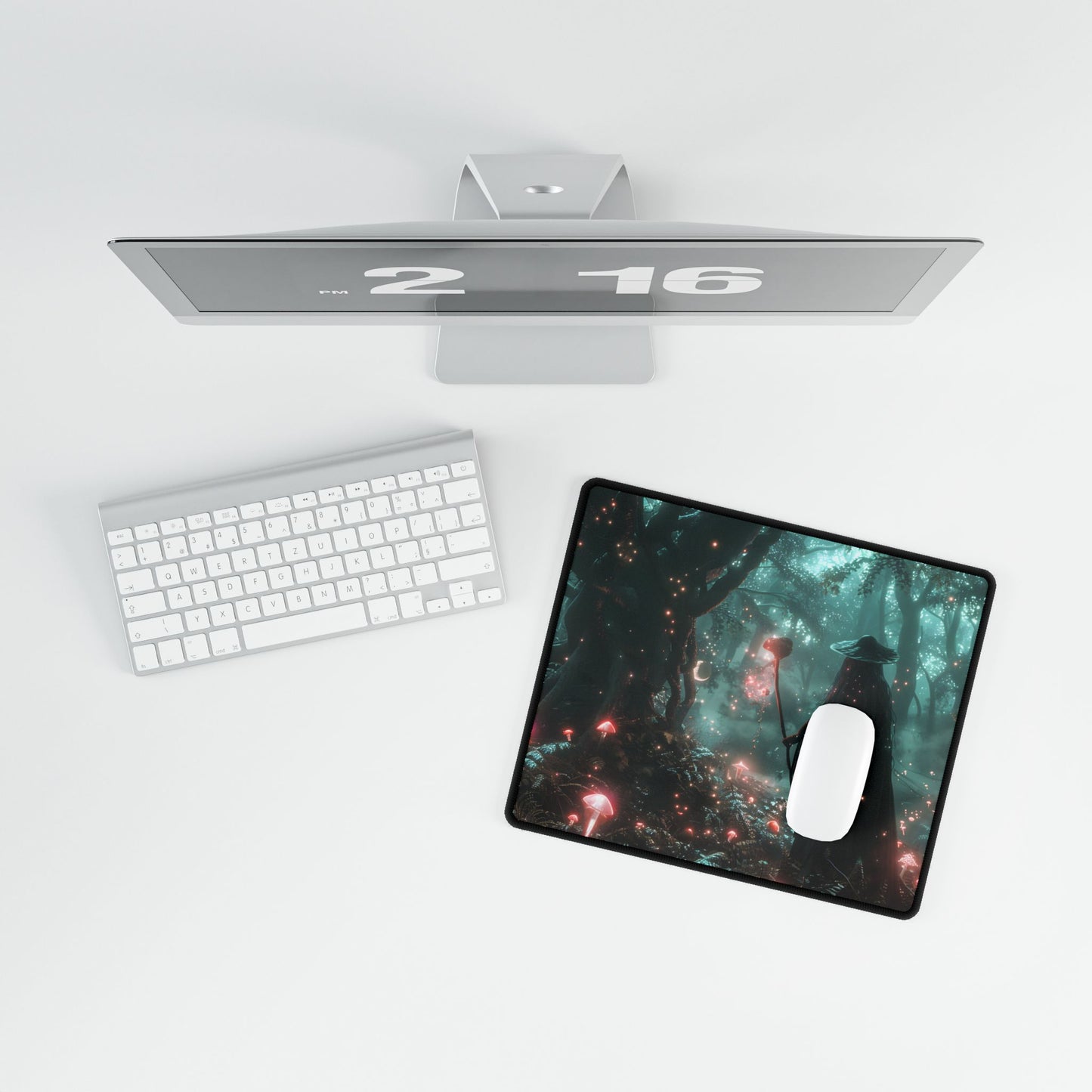 Whispers of Magic in Enchanted Woods: A Mysterious Encounter with the Witch - Desk Mat