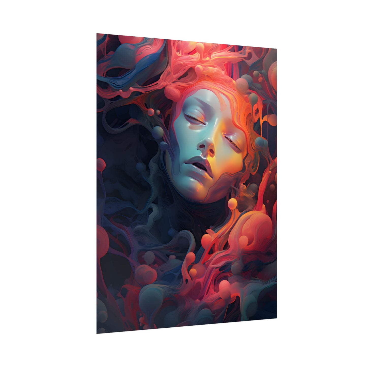 Abstract Cyber Dreamscape: Digital Artwork - Poster