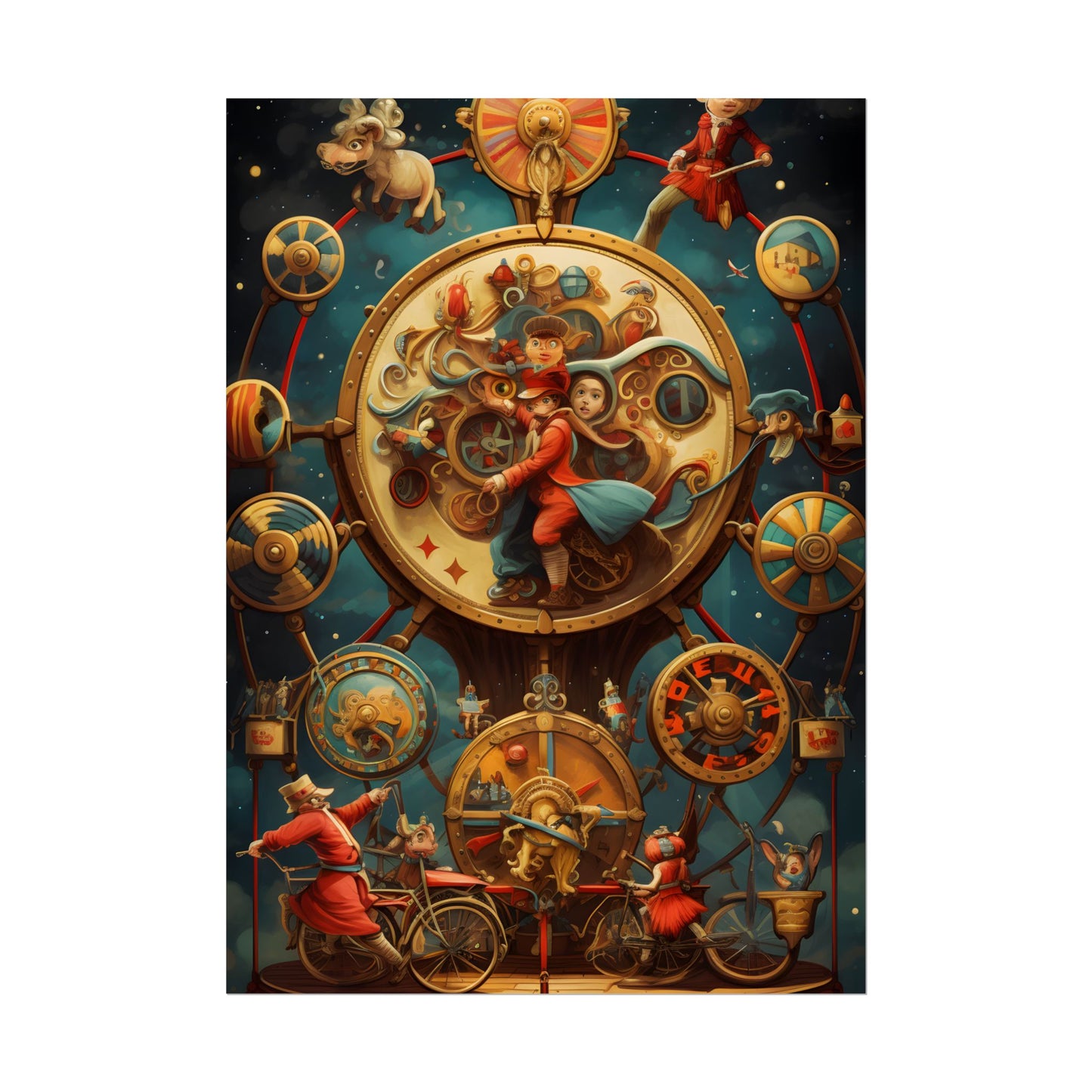 Whimsical Clockwork Circus: Fantastical Mechanical Art - Poster