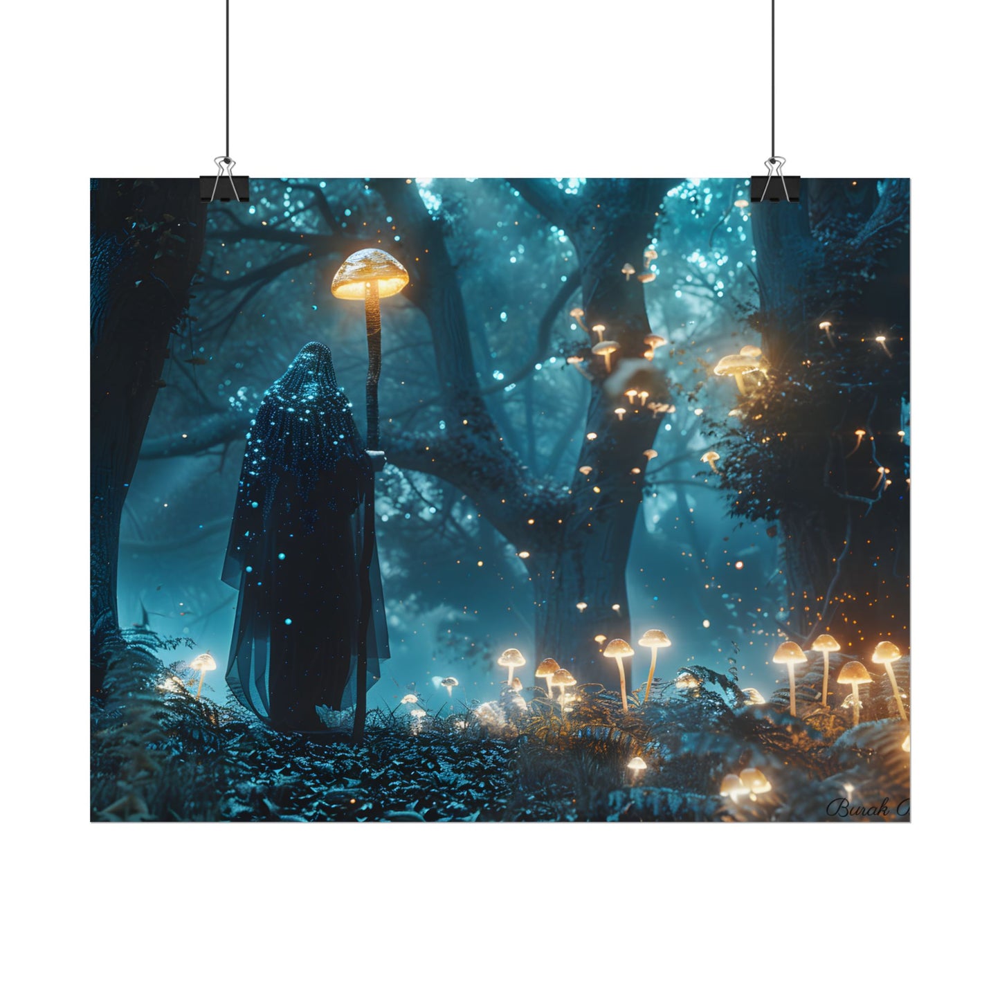 Whispers of Ancient Magic in a Moonlit Mystical Forest - Poster