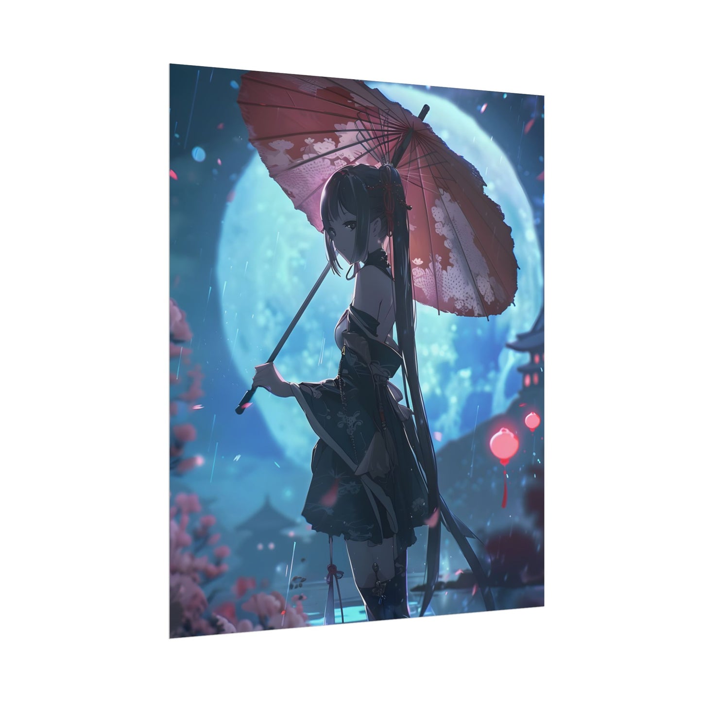 Anime Winter Girl: Gentle Snow Scene Art - Poster