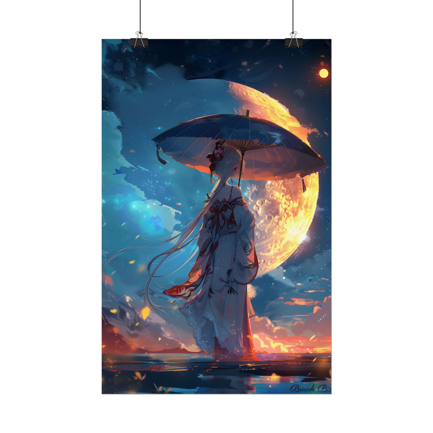 Winter Anime Girl: Holding Umbrella in Snowy Scene - Poster