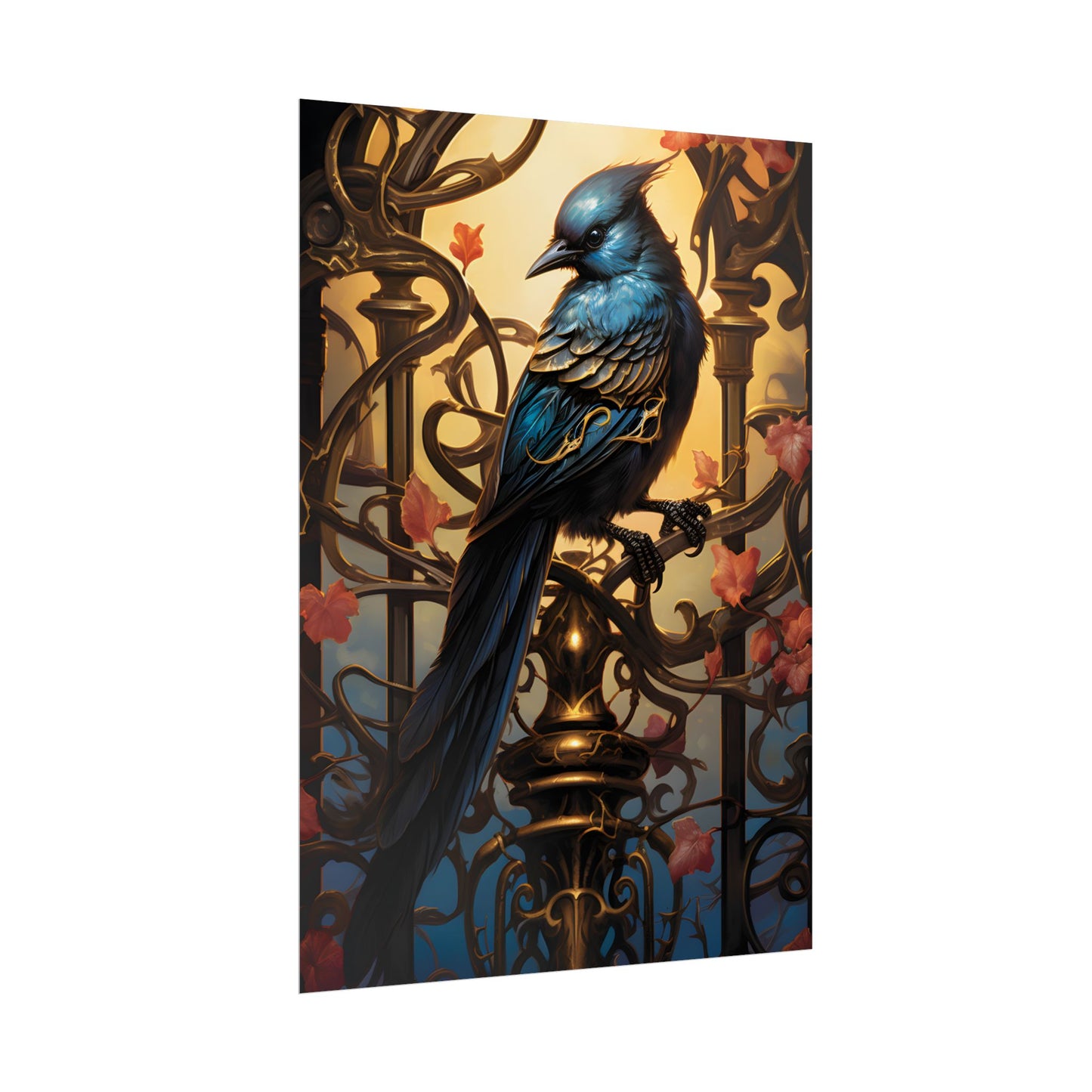 Songbird Guardian: Intense Portrait Digital Art - Poster