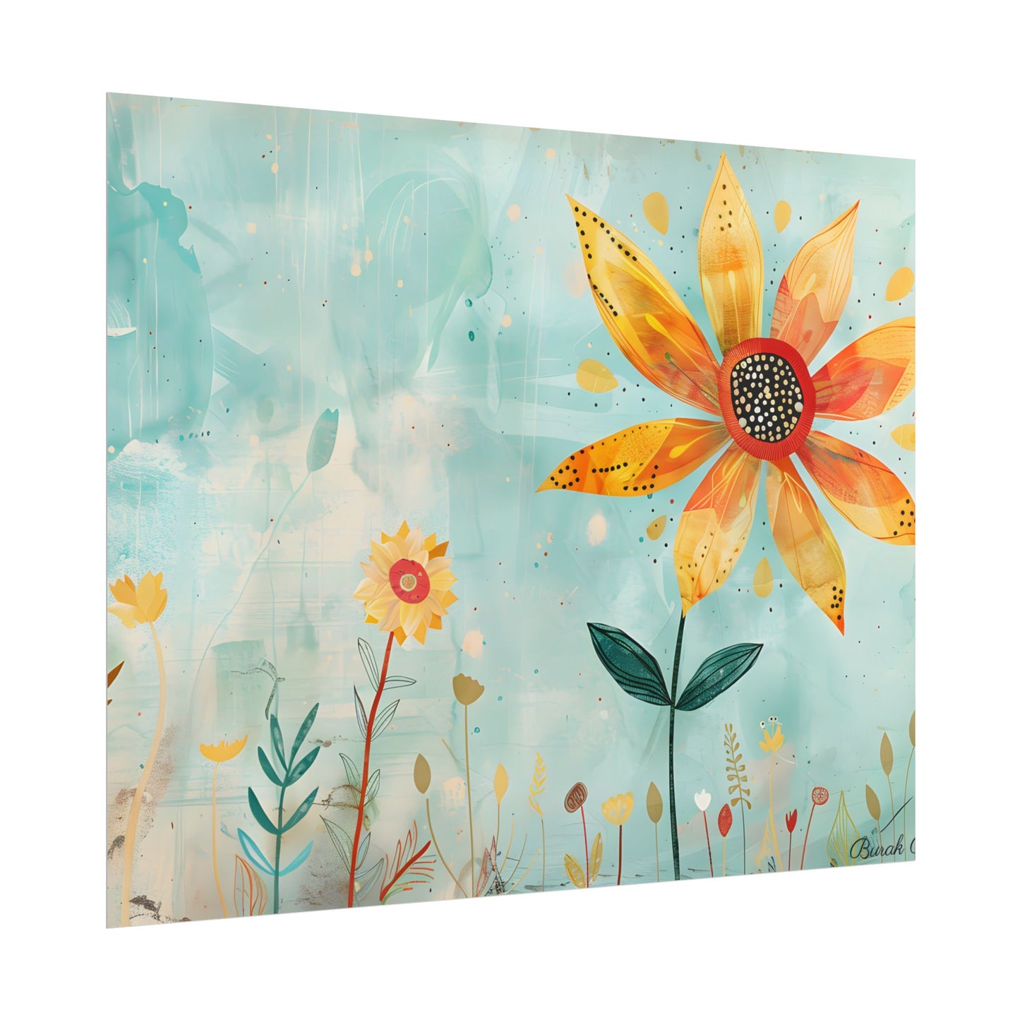 Blooming Growth: Whimsical Flower with Mindset Message Art - Poster