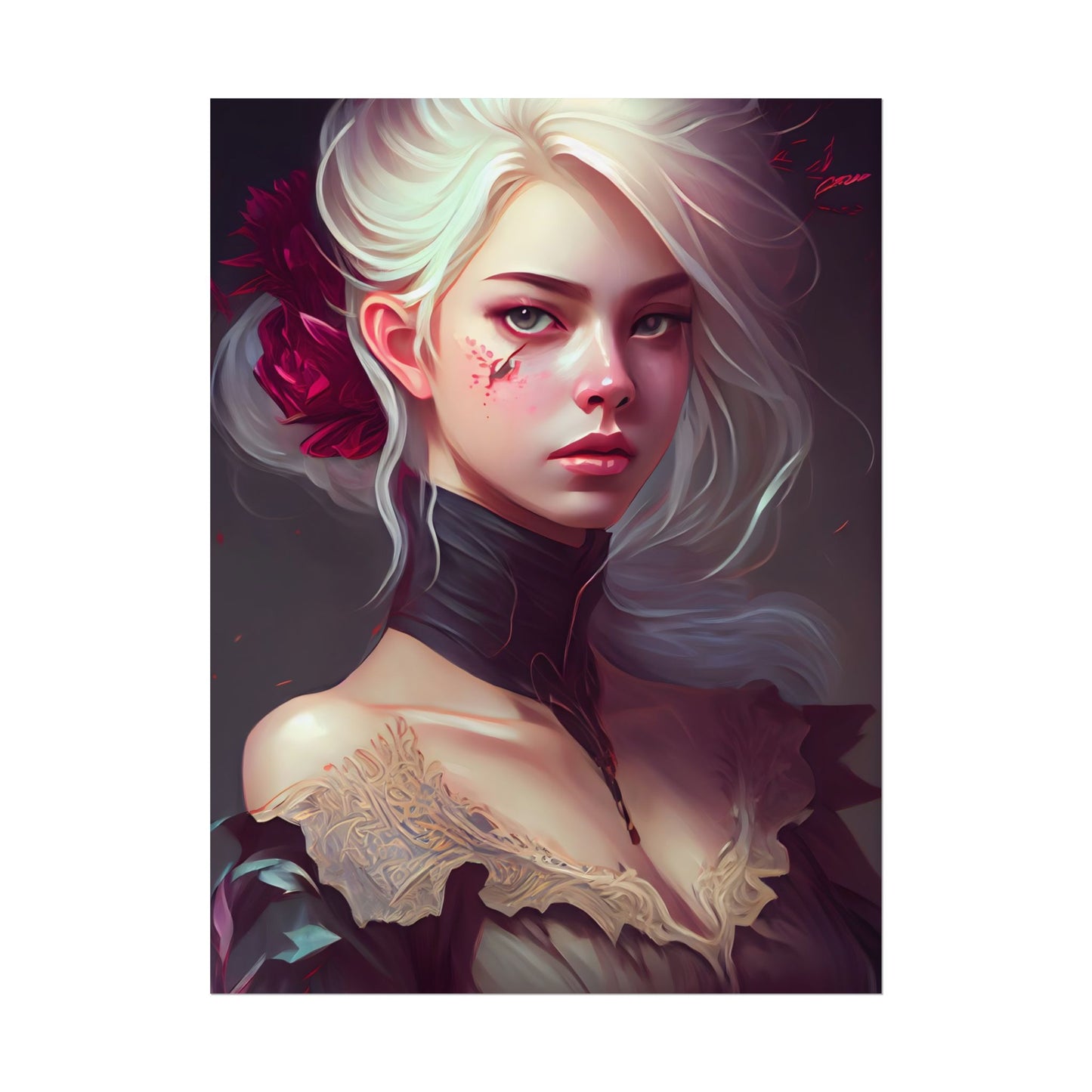 Blonde Beauty in Nature: Realistic Portrait Art - Poster
