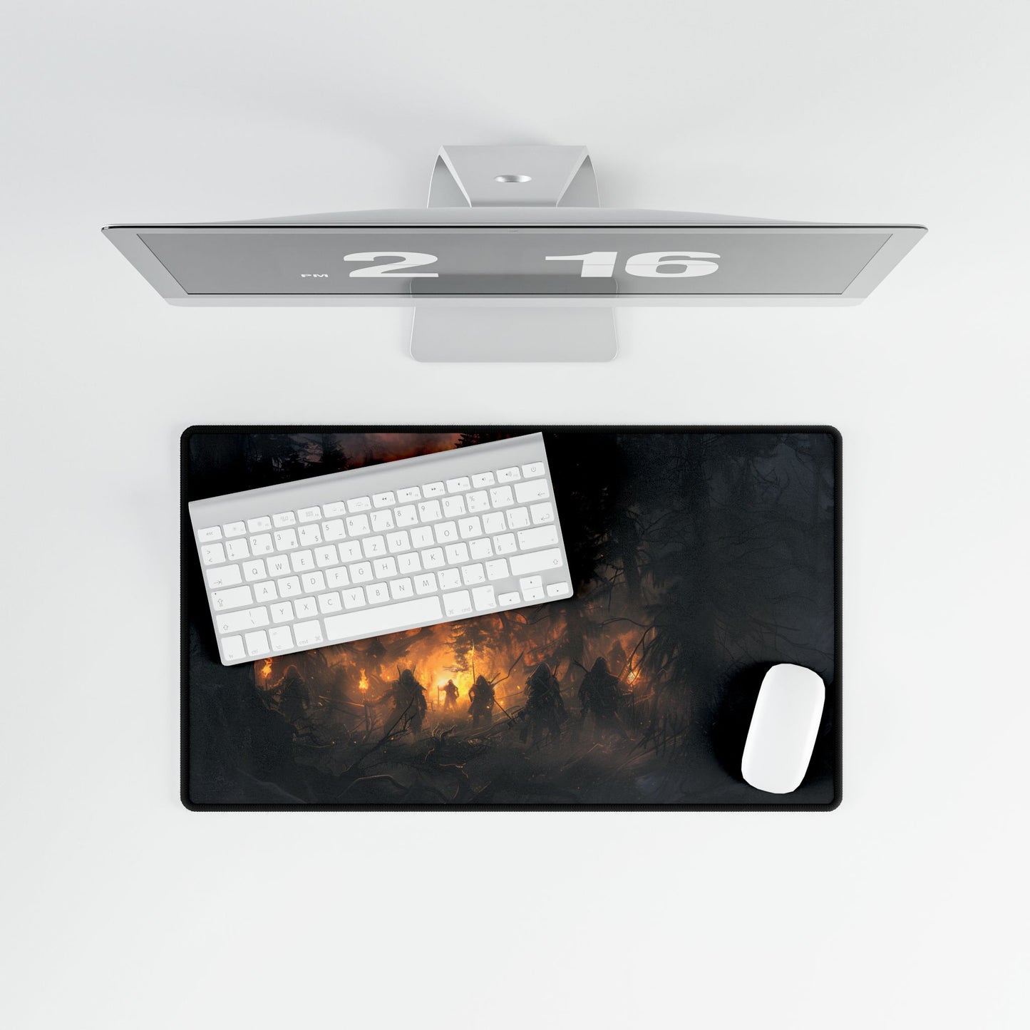 Tranquil Forest Sunset: People Connecting with Nature - Desk Mat
