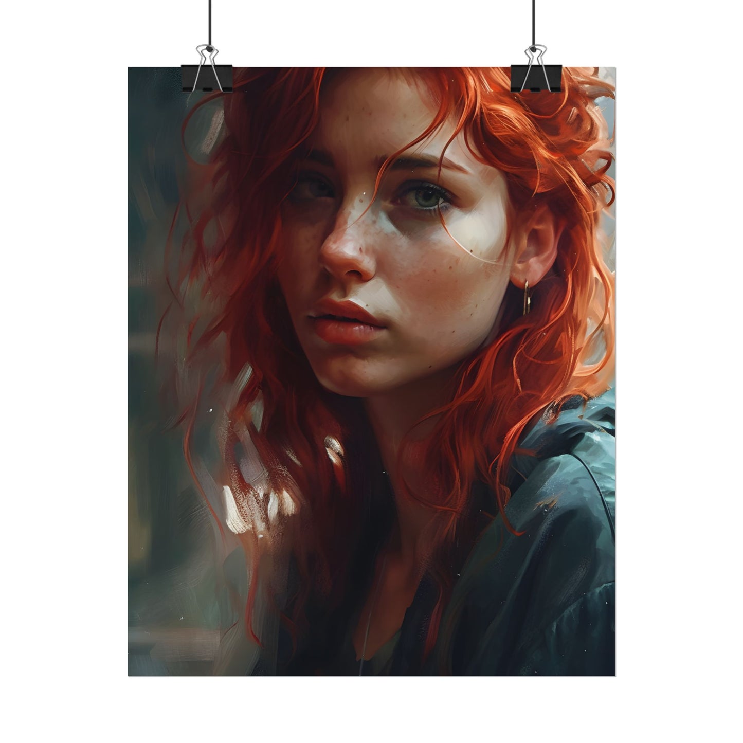 Astonishing Redhead Portrait: Realistic Artwork - Poster