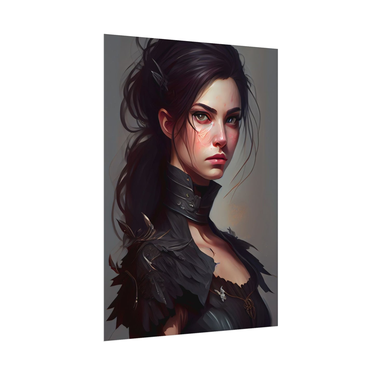 Artistic Female Portrait: Elegant Dress Digital Artwork - Poster