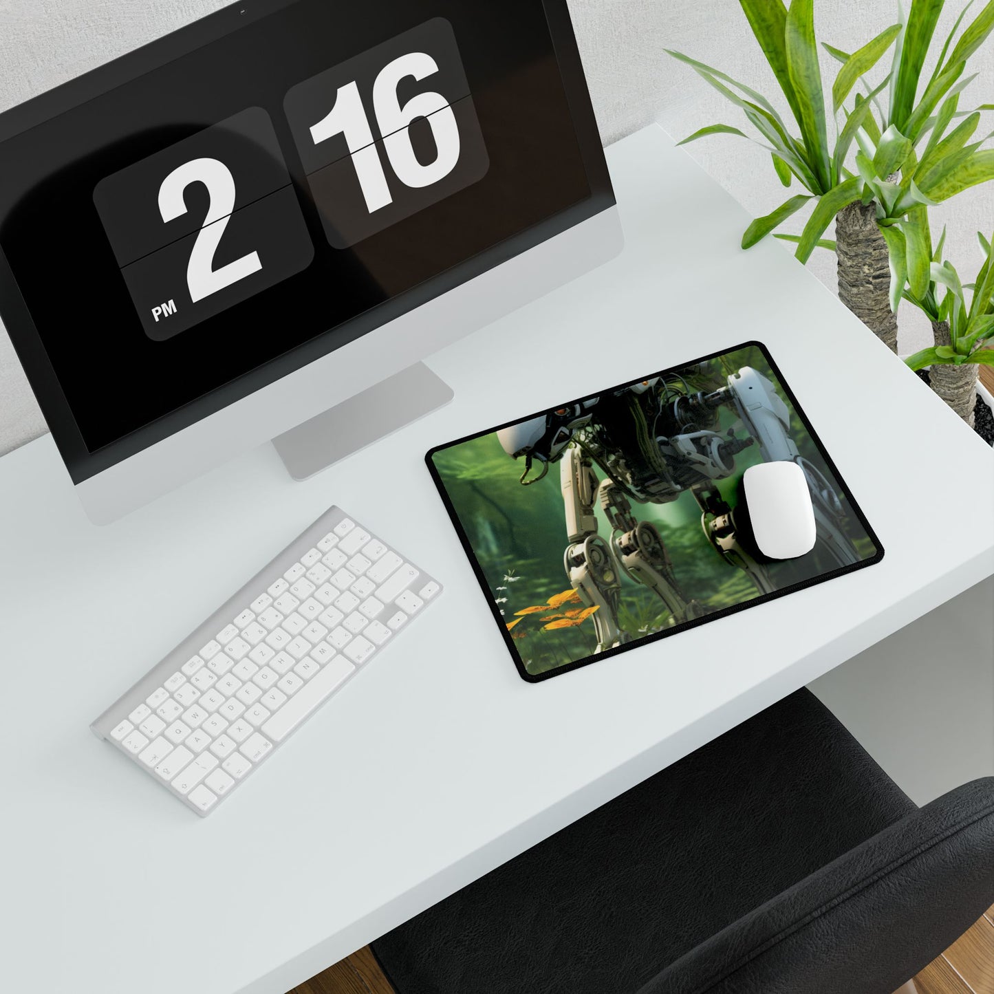 Robotic Wildlife Sanctuary: AI-Operated Oasis - Desk Mat