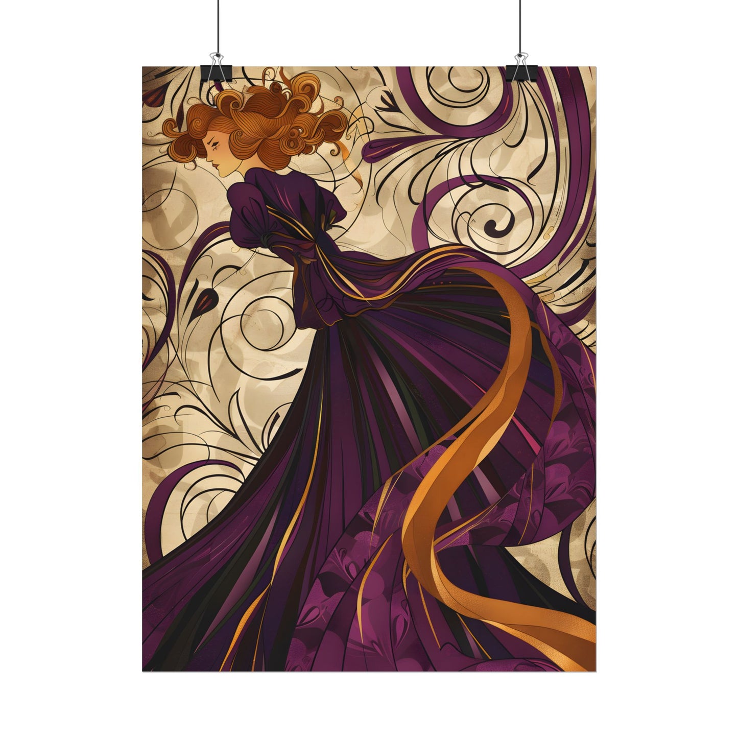Art Nouveau Masterpiece: Elegant Geometric Design - Poster