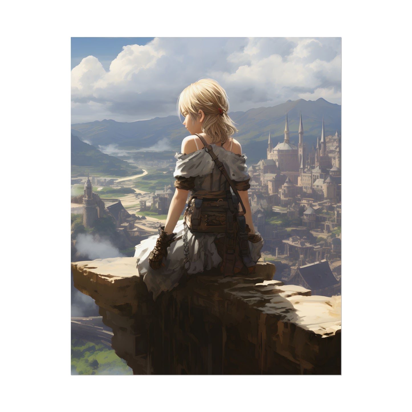 Anime Dreams: Flying Blonde Digital Artwork - Poster