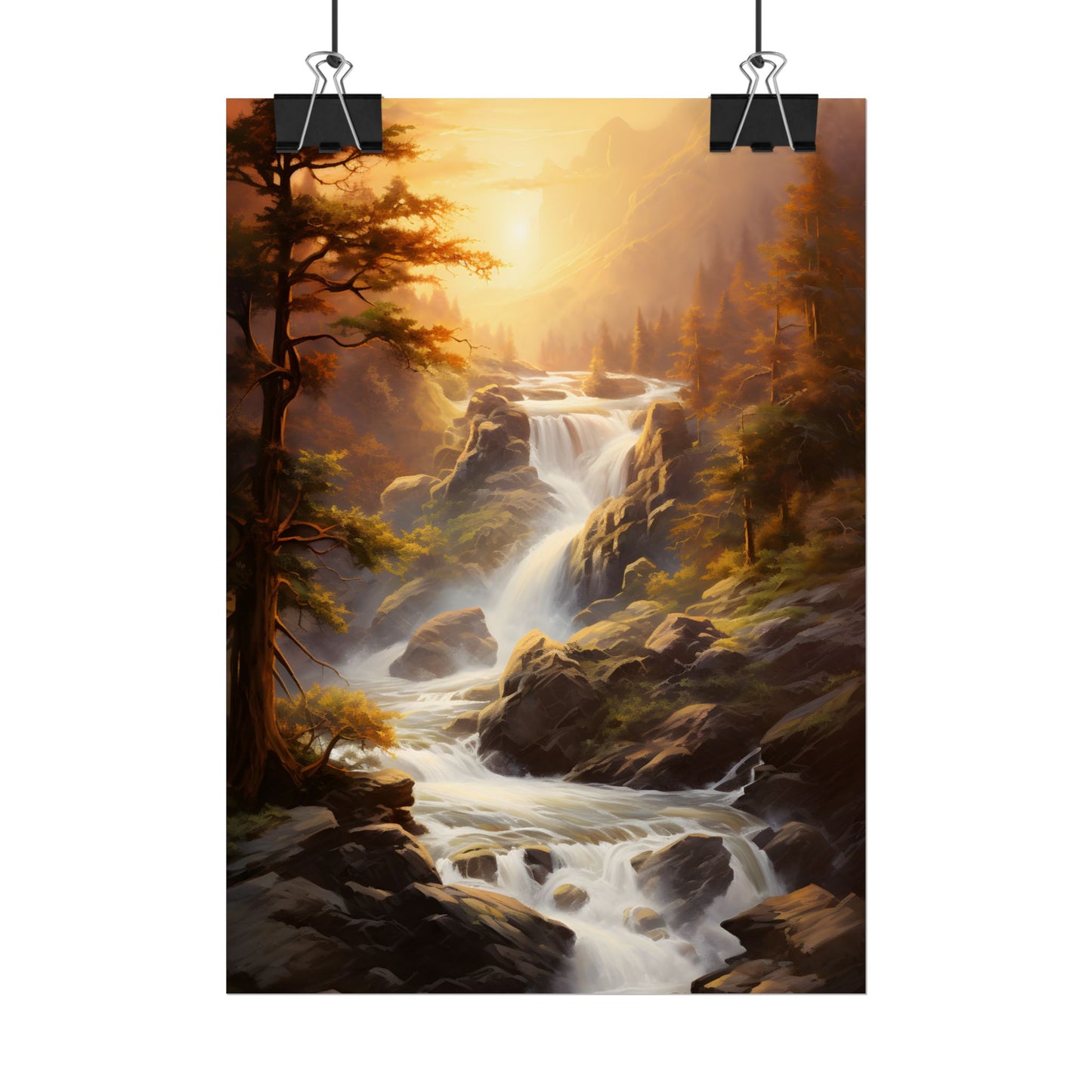 Breathtaking Waterfall: Oil Painting Artwork - Poster