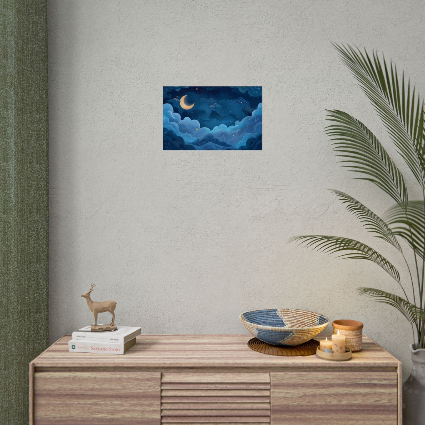 Whispers of a Whimsical Night Sky: Dreamy Celestial Artwork - Poster