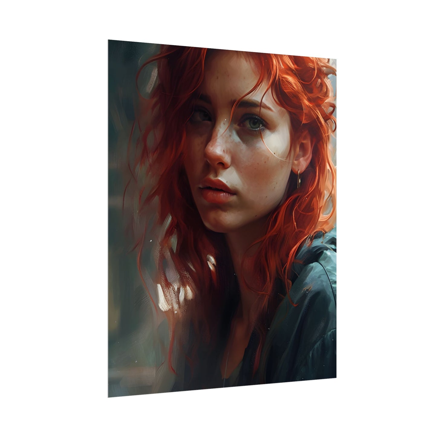 Astonishing Redhead Portrait: Realistic Artwork - Poster