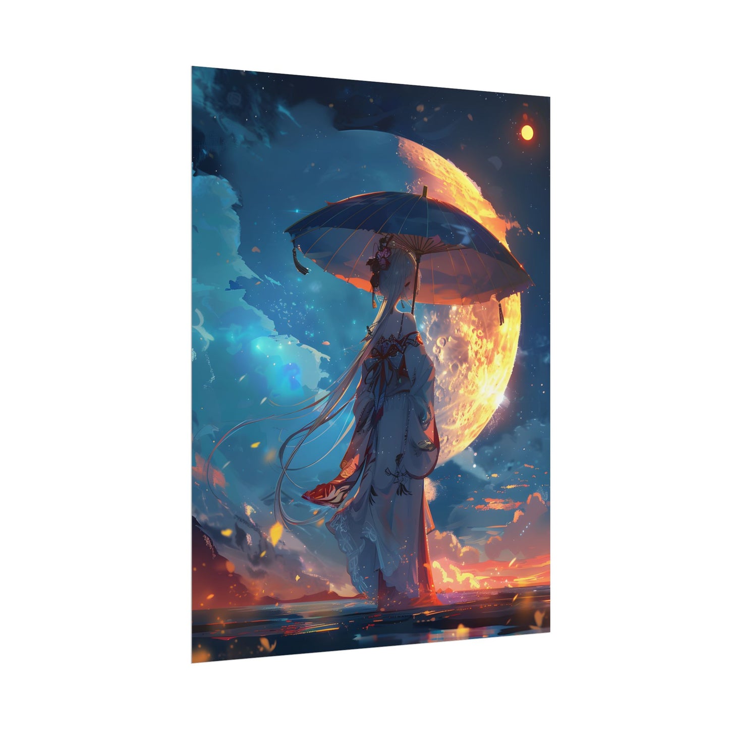 Winter Anime Girl: Holding Umbrella in Snowy Scene - Poster