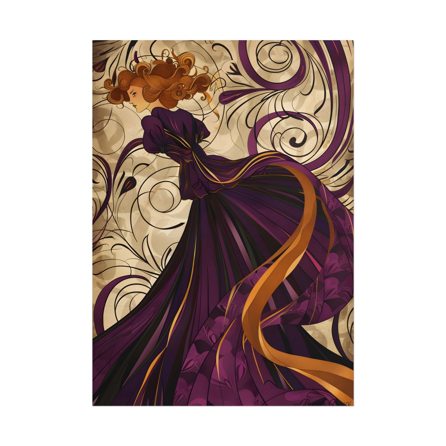 Art Nouveau Masterpiece: Elegant Geometric Design - Poster