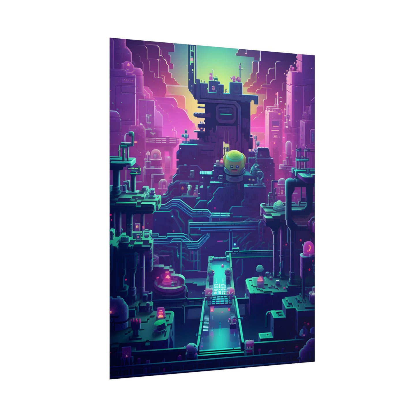 Vibrant Cyber-Pets: Gamified Pixelated Digital Art - Poster