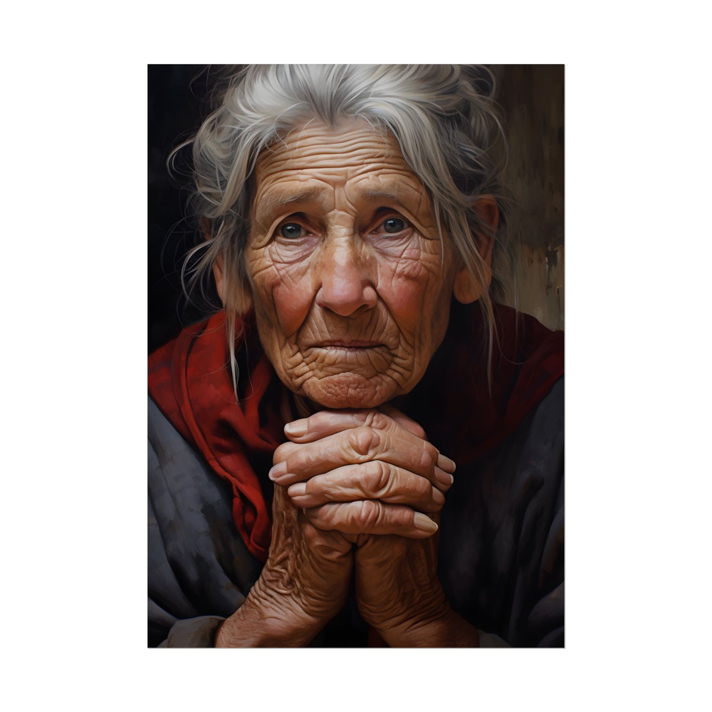 Wisdom in Age: Elderly Portrait Art - Poster