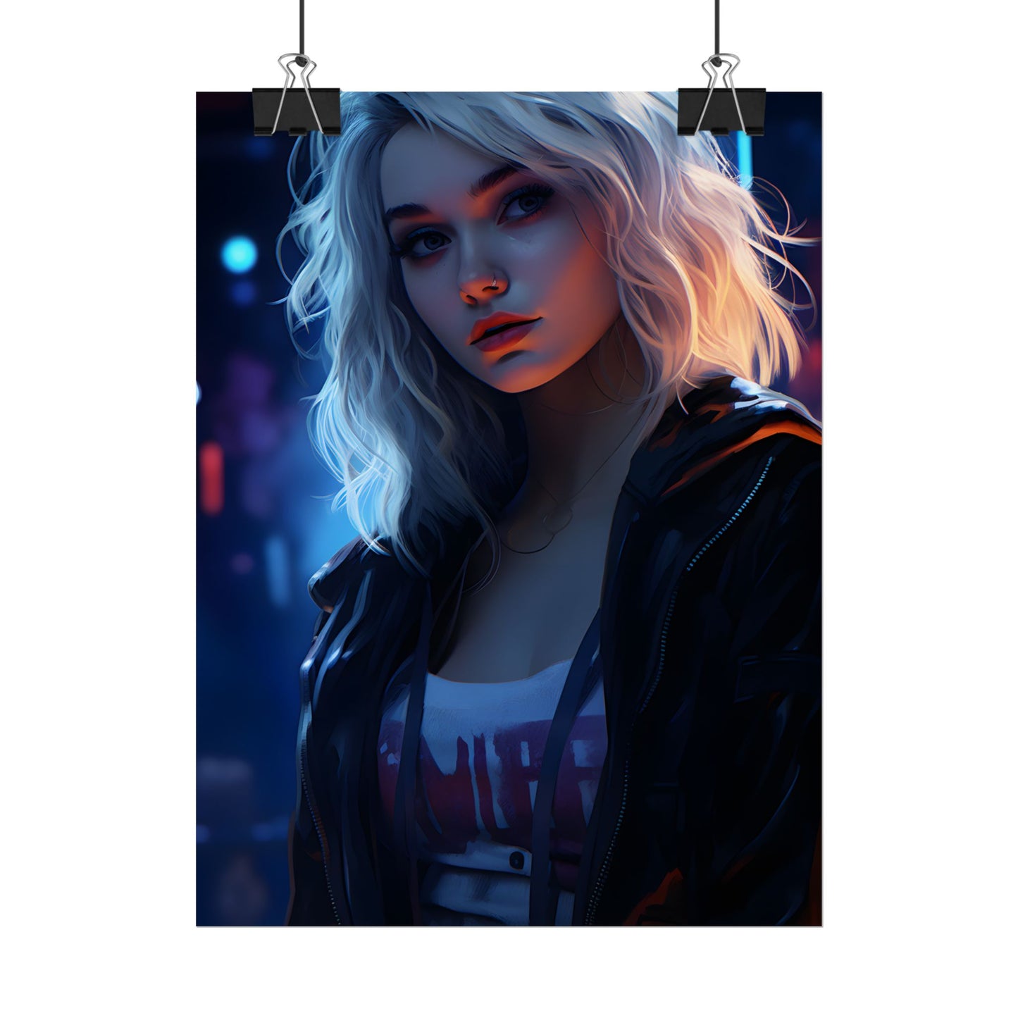 Blonde Portrait: A Teen's Cyberpunk Moment - Poster