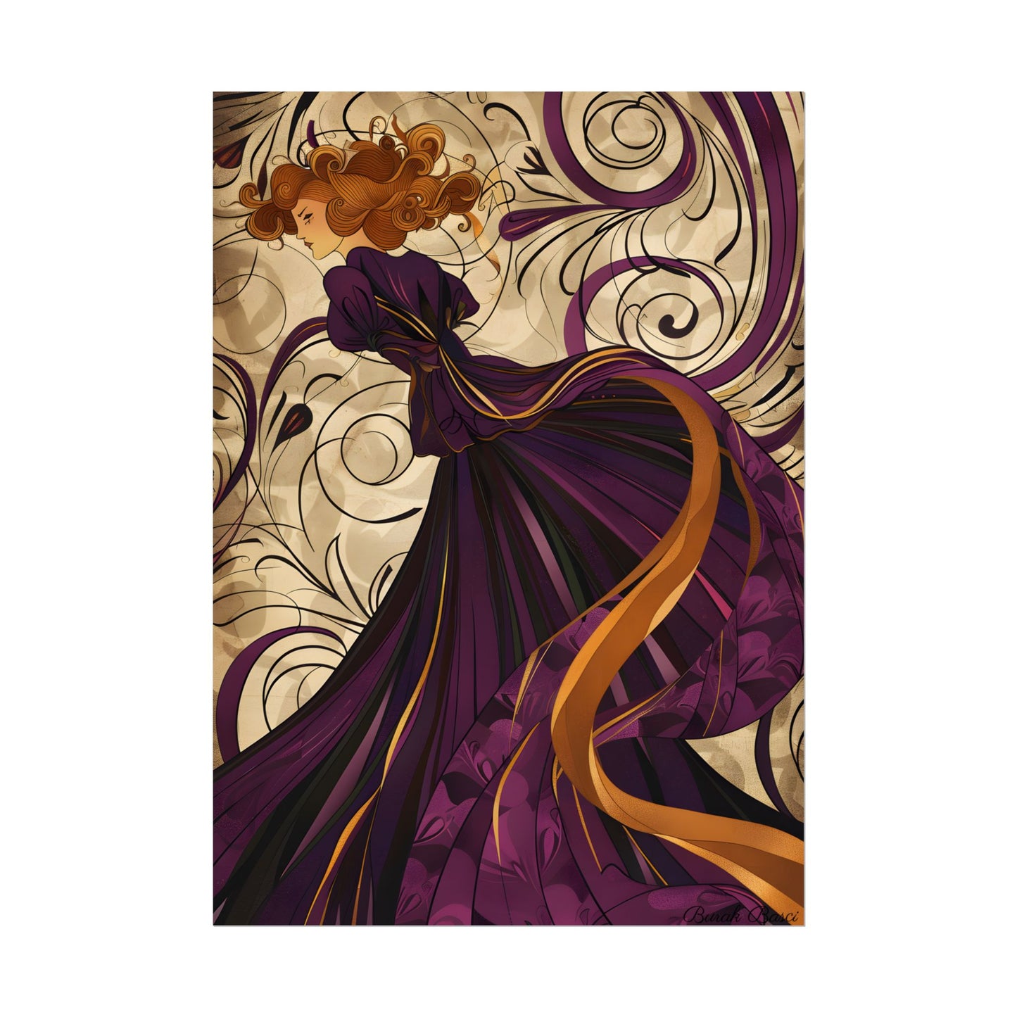 Art Nouveau Masterpiece: Elegant Geometric Design - Poster