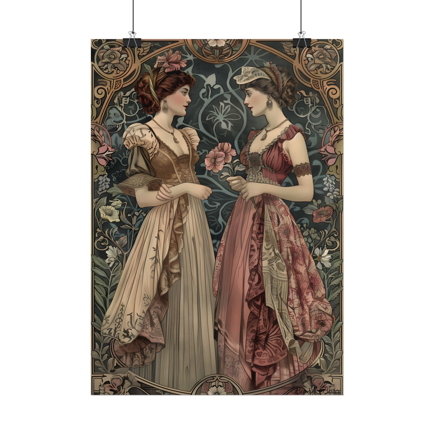 Women in Ornate Attire: Formal Primrose Ceremony - Poster