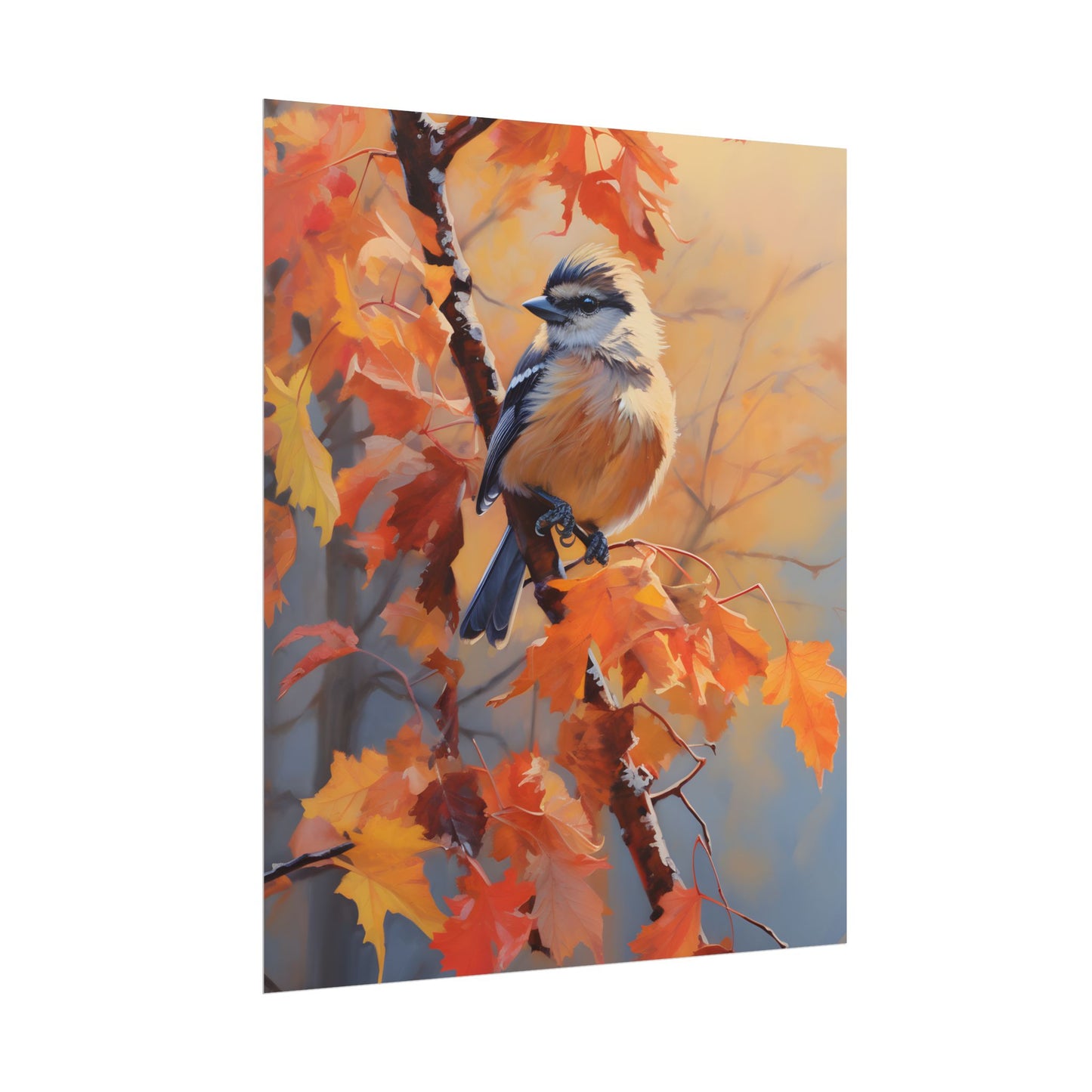 Vibrant Oak Branch: Oil Painting in Nature - Poster