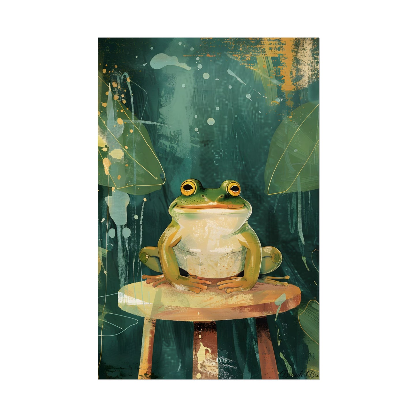Whimsical Frog Cartoon: Colorful Ta Illustration - Poster