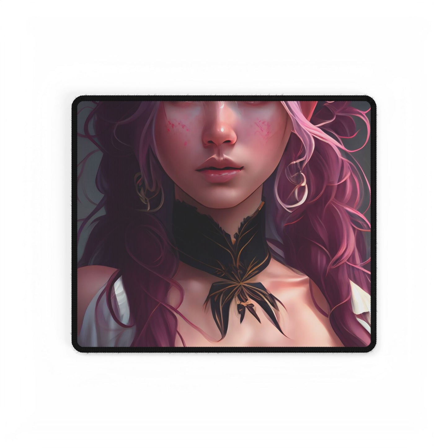 Astonishing Empowered Goddess: Pink Hair Portrait in Dreamscape - Desk Mat