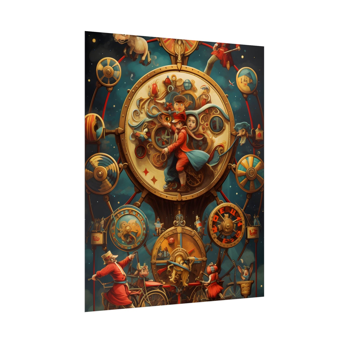 Whimsical Clockwork Circus: Fantastical Mechanical Art - Poster
