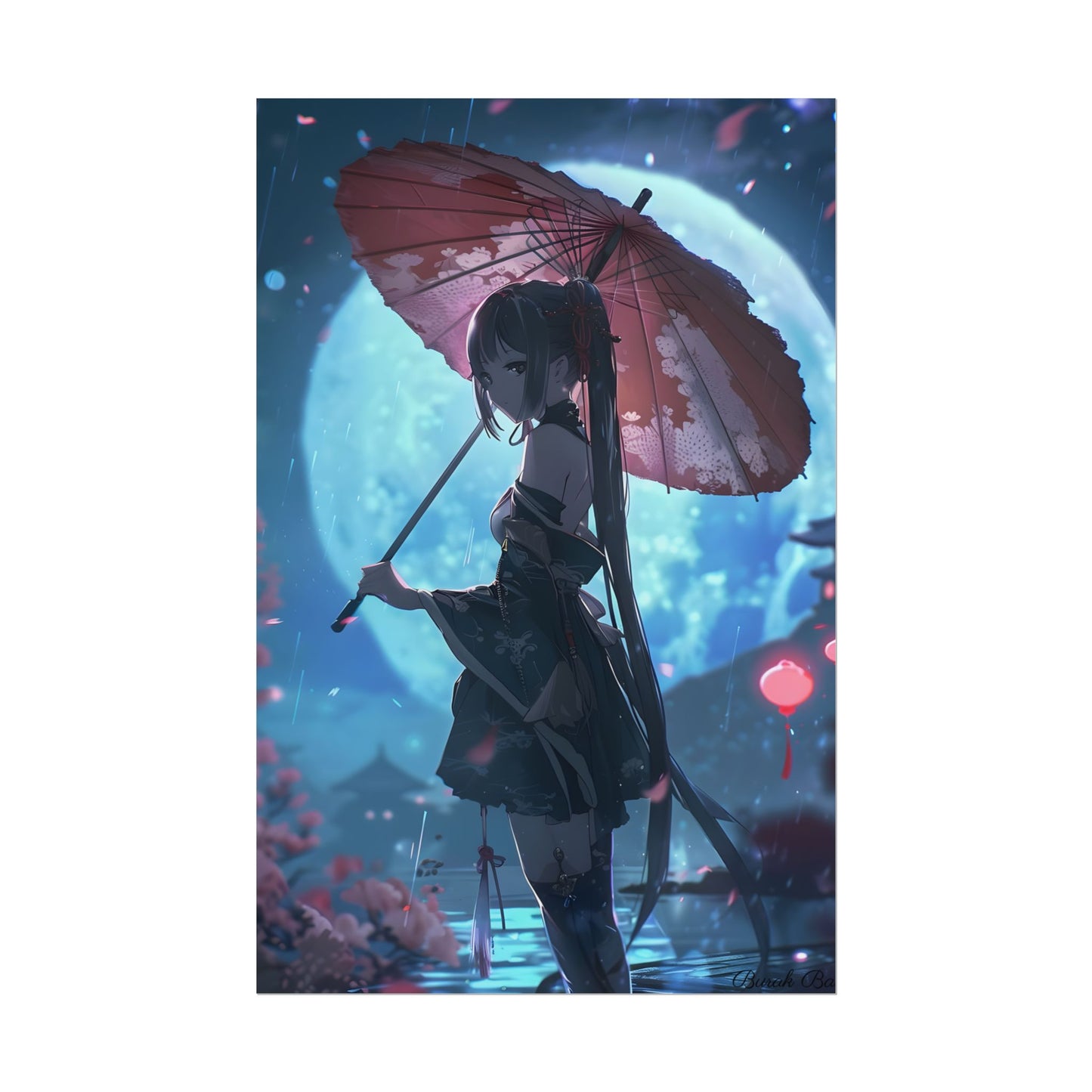 Anime Winter Girl: Gentle Snow Scene Art - Poster