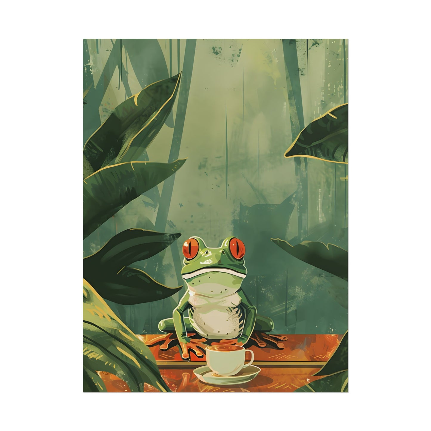 Whimsical Frog Illustration: Tree Branch Artwork - Poster