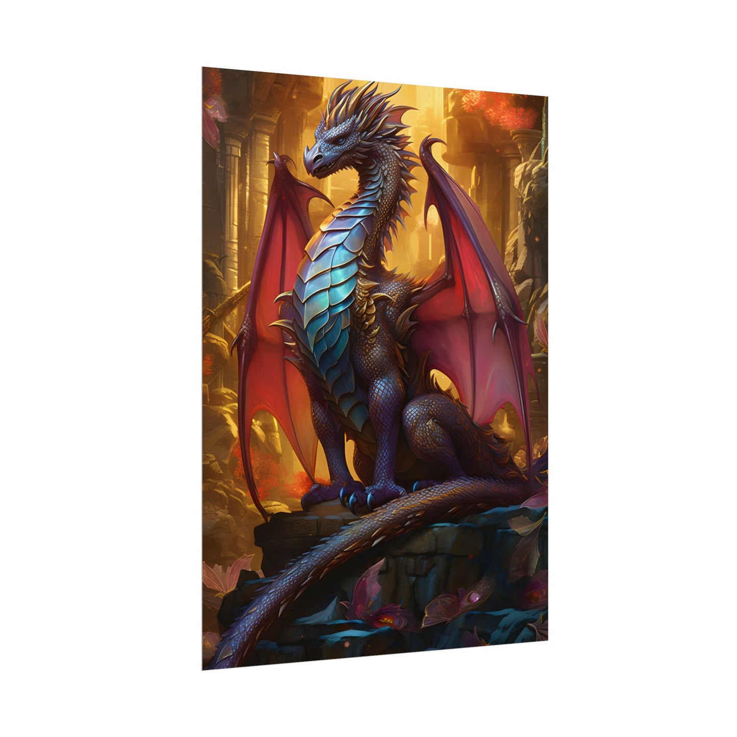 Ancient Dragon Guardian: Fantasy Artwork - Dragon Art - Poster