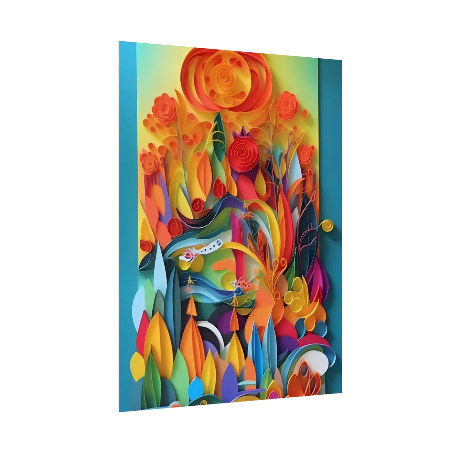 Colorful Quilled Indian Landscape Artwork - Poster