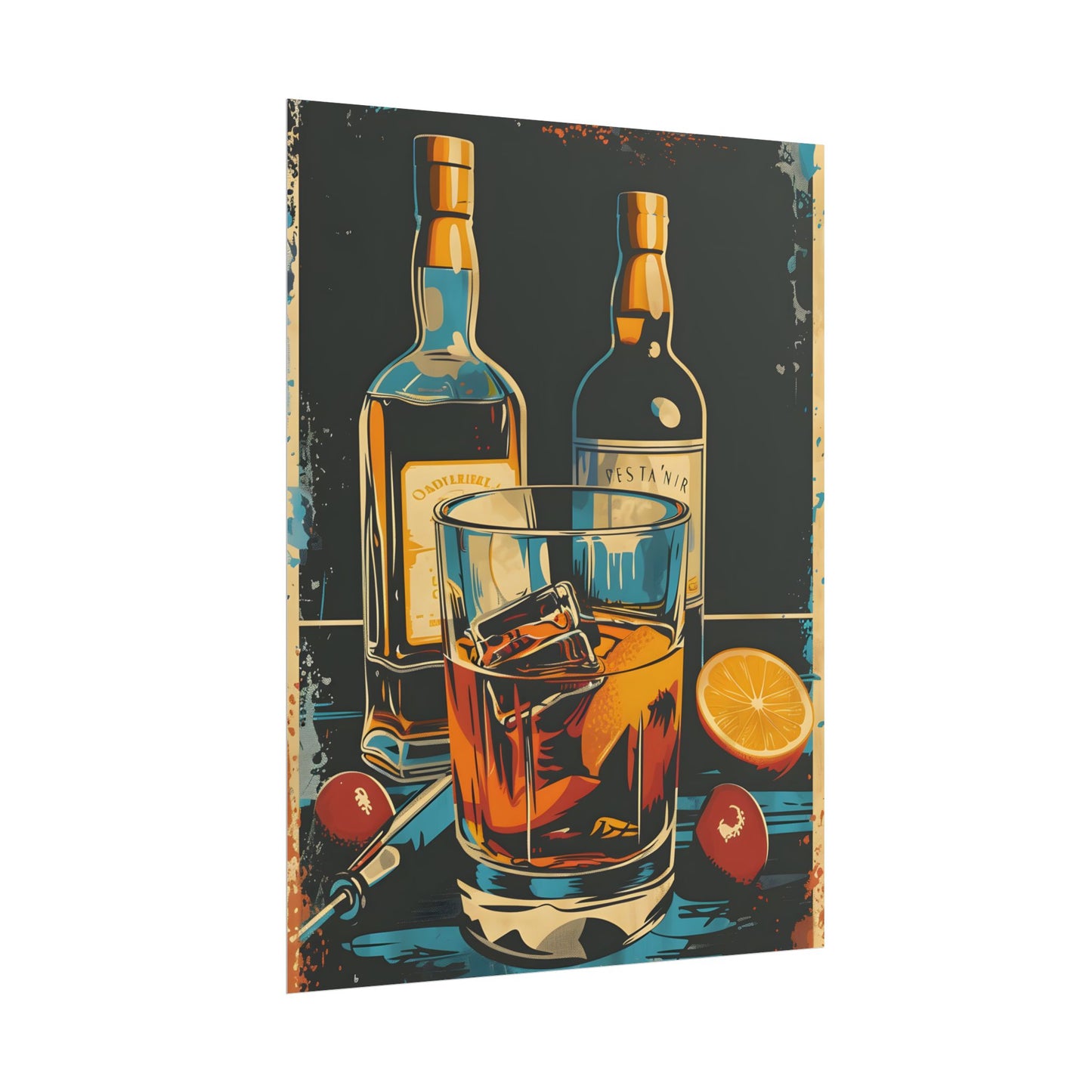 Vintage Cocktail Hour: Old-Fashioned Glass Artwork - Poster