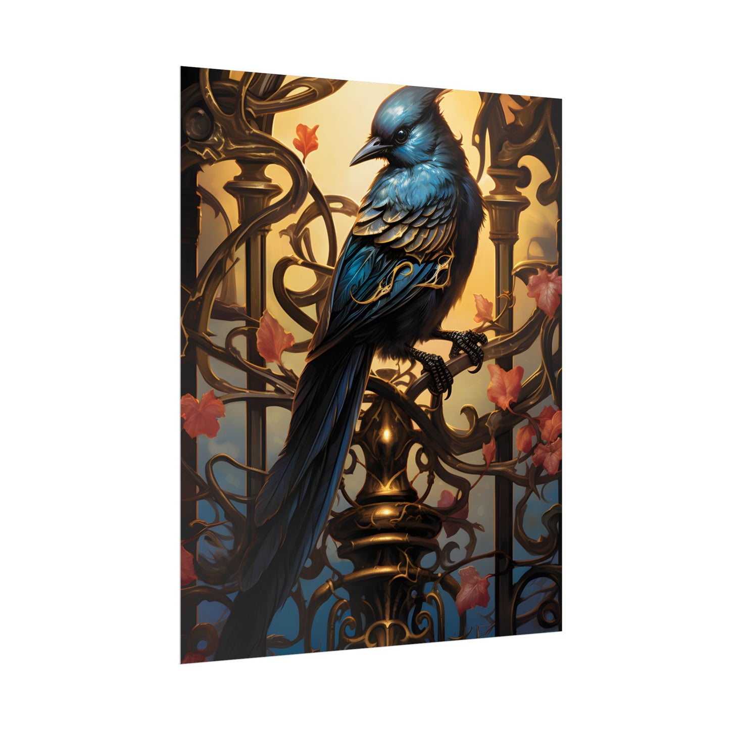 Songbird Guardian: Intense Portrait Digital Art - Poster