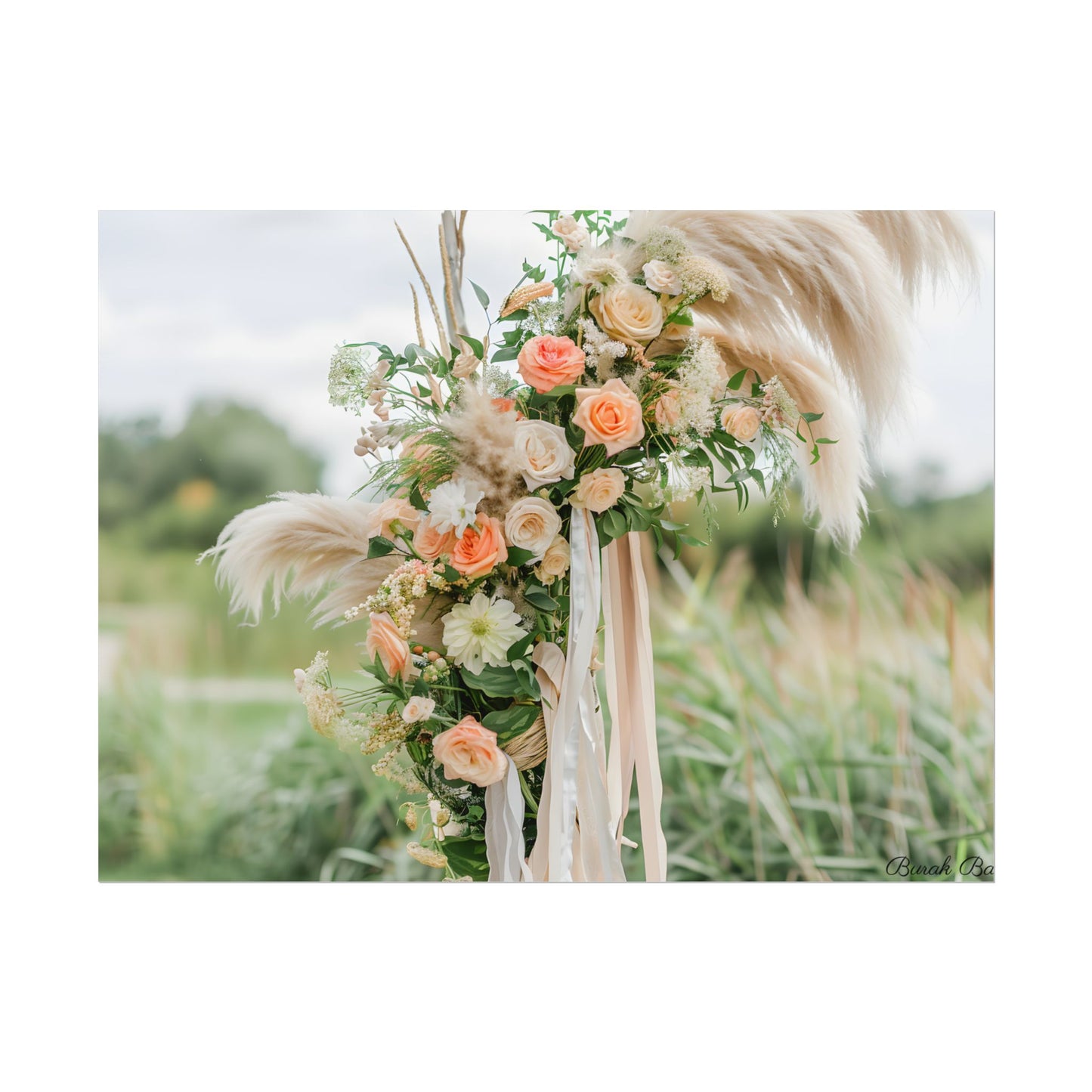 Whimsical Floral Wonders: Vibrant Pampas Garden Art - Poster