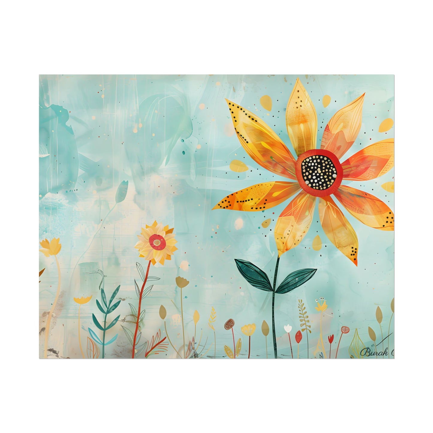 Blooming Growth: Whimsical Flower with Mindset Message Art - Poster