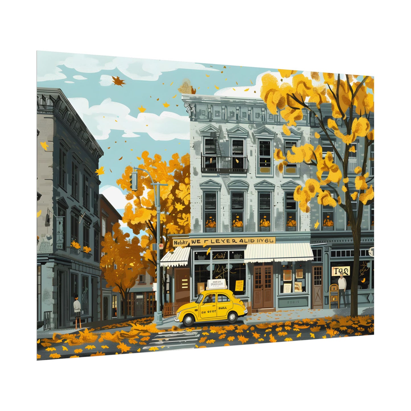 Whimsical Yellow Building: Ornate Illustration Artwork - Poster
